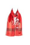 Hat To Socks Foulard en Mousseline de Satin avec Motif Notes de Musique, Piano, Clavier Blanc 