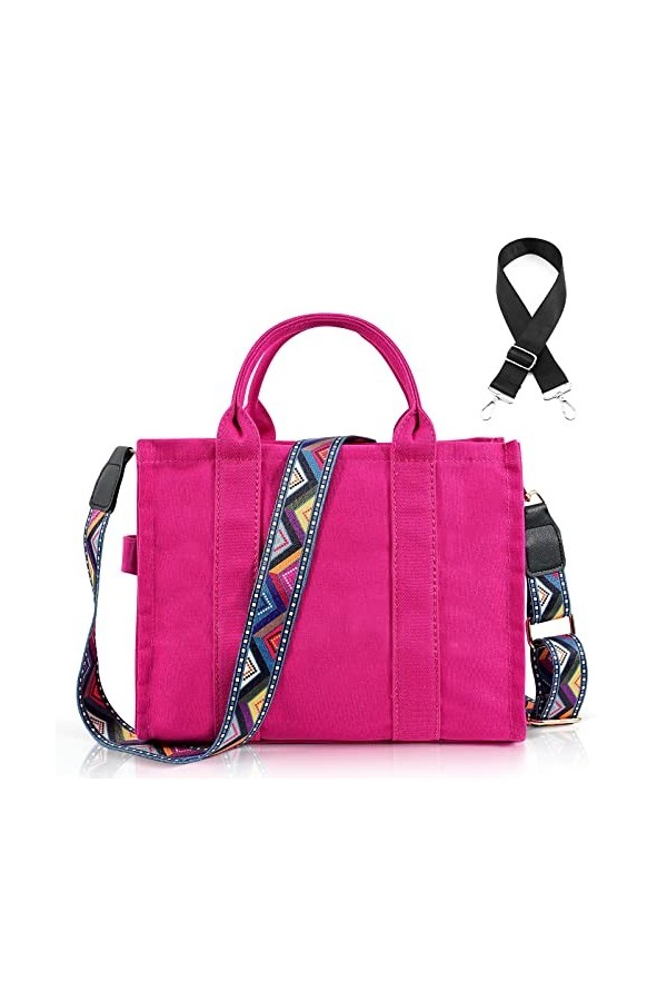 Wikay Sac à Main Cabas The Tote Bags pour Femme Sac Fourre-tout en Toile avec Fermeture éclair Grand Sacs de Voyage Tendance 