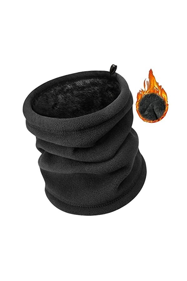heekpek Hiver Tubulaire Écharpe Bonnet Tour de Cou Polaire Femme Homme Neck Warmer Thermique Fleece Cache Cou Moto Ski,Taille