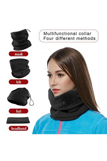 heekpek Hiver Tubulaire Écharpe Bonnet Tour de Cou Polaire Femme Homme Neck Warmer Thermique Fleece Cache Cou Moto Ski,Taille