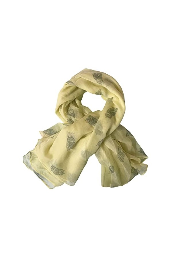 SamHeng Foulard Femme Motif de Hiboux Echarpe Châle Doux Etole Léger Longue Écharpe