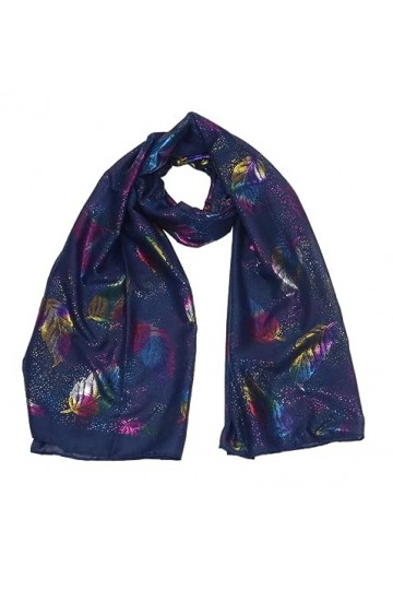 Nativo Echarpe Foulard Femme Filles Motif Feuilles Multicolore Cotton Viscose Respirant Châle Elégant 180X70 CM Bleu 