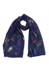 Nativo Echarpe Foulard Femme Filles Motif Feuilles Multicolore Cotton Viscose Respirant Châle Elégant 180X70 CM Bleu 