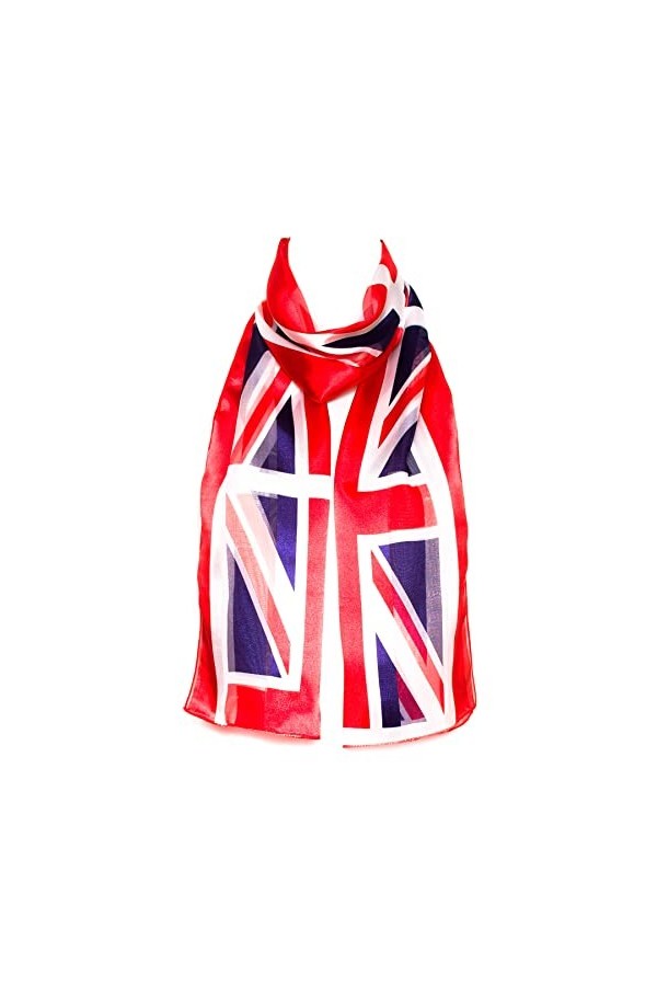 Hat To Socks Foulard en Mousseline de Satin avec Motif Drapeau du Royaume-Uni, Union Jack, Rouge Blanc Bleu, pour les Femmes