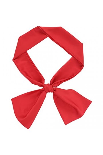 sourcing map Maigre Soyeux Couleur Unie Longues Écharpes Étroites Ceinture Ceinture Cravate Cou Enveloppes pour Femmes rouge 