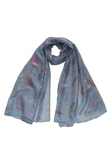 Nativo Echarpe Foulard Femme Filles Motif Feuilles Multicolore Cotton Viscose Respirant Châle Elégant 180X70 CM Bleu 
