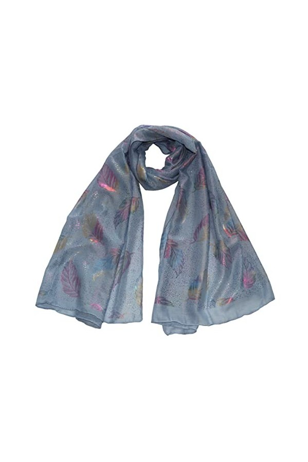 Nativo Echarpe Foulard Femme Filles Motif Feuilles Multicolore Cotton Viscose Respirant Châle Elégant 180X70 CM Bleu 