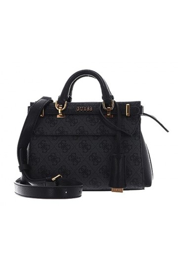 GUESS Sestri Mini Satchel Bag Coal Logo, Logo charbon, OneSize