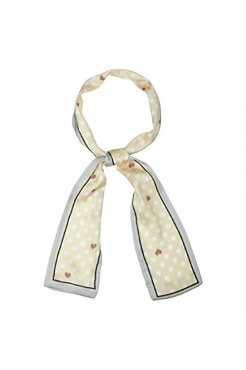 sourcing map Écharpes Maigres 50 S Pois Cou Enveloppes Mignon Ruban Bandeau Foulard pour Femmes Coeur jaune 115x9cm/45x3.5 in
