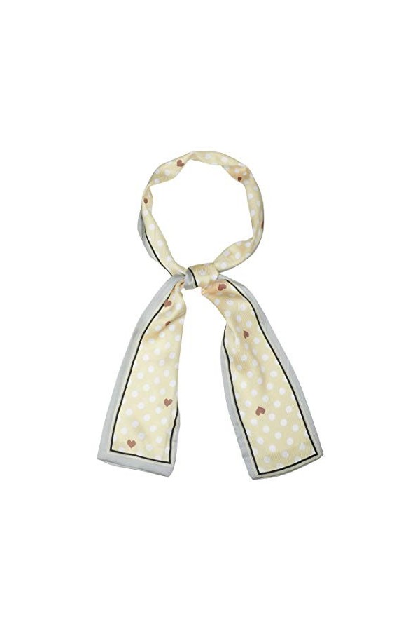 sourcing map Écharpes Maigres 50 S Pois Cou Enveloppes Mignon Ruban Bandeau Foulard pour Femmes Coeur jaune 115x9cm/45x3.5 in