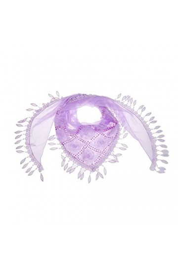 JK Home Foulard en Dentelle pour Femme 130x50cm Echarpe Triangle Floral Châle Etole Elégante Lilas