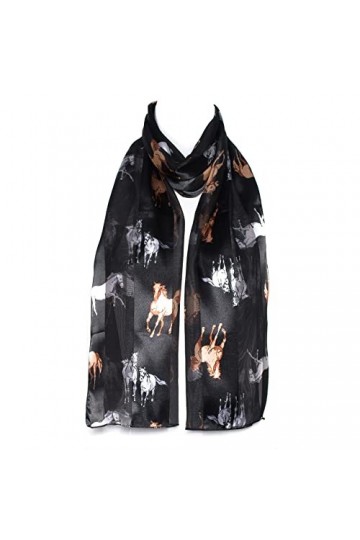 Hat To Socks Foulard en Mousseline de Satin avec Motif Cheval, Course de Cheveux Ascot, Équitation Noir 