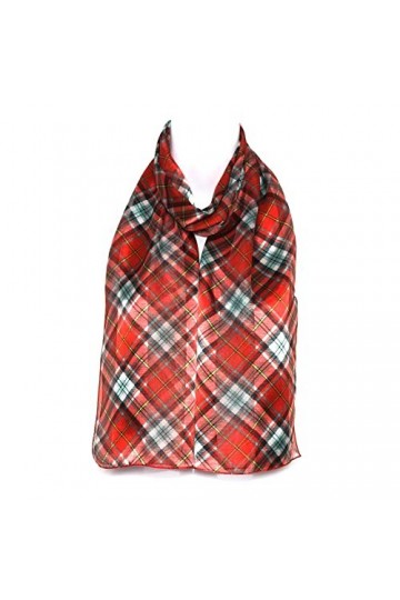 Hat To Socks Foulard en Mousseline de Satin avec Motif à Carreaux Écossais Rouge 