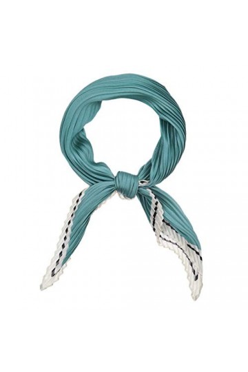 sourcing map Femmes Plissé Rhombus Rhombe Écharpe Écharpes Head Ribbon Bandana Couleur Unie Sarcelle 96 x 43 cm / 37,80 x 16,