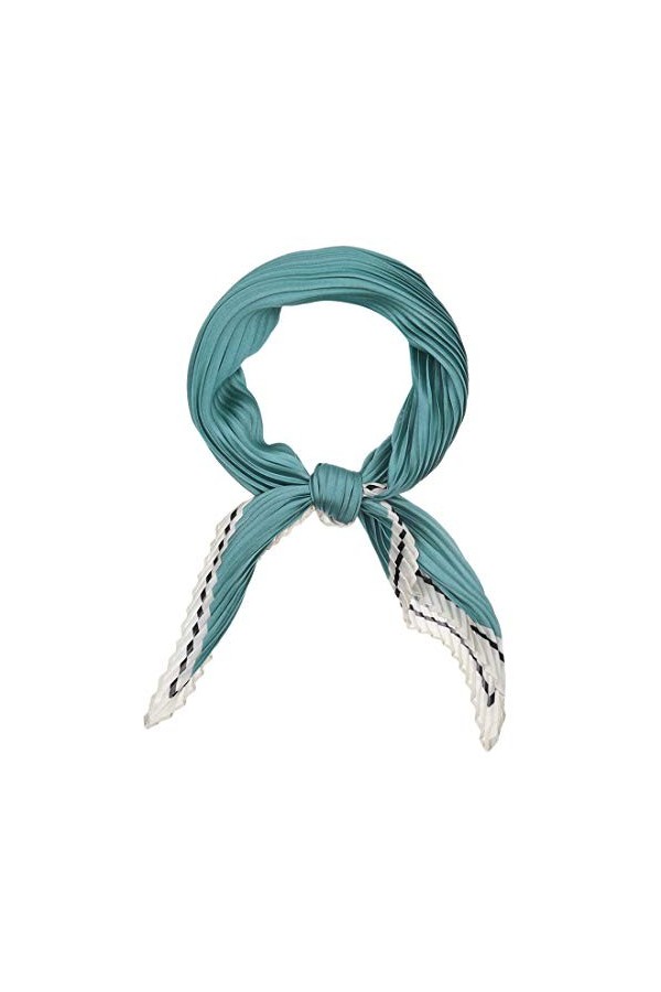 sourcing map Femmes Plissé Rhombus Rhombe Écharpe Écharpes Head Ribbon Bandana Couleur Unie Sarcelle 96 x 43 cm / 37,80 x 16,