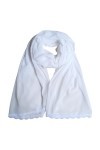 Écharpe en mousseline de soie douce et unie pour femme soigneusement cousue avec de la dentelle, blanc, M