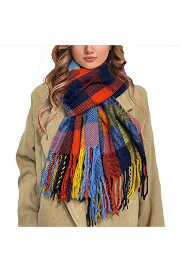 Outrip Femmes Grande Grille Hiver Chaud Treillis Grande Écharpe Élégante Couverture À Carreaux Long Châle Wrap Rose-Vert 