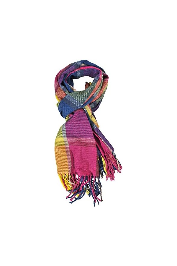 Outrip Femmes Grande Grille Hiver Chaud Treillis Grande Écharpe Élégante Couverture À Carreaux Long Châle Wrap Rose-Vert 