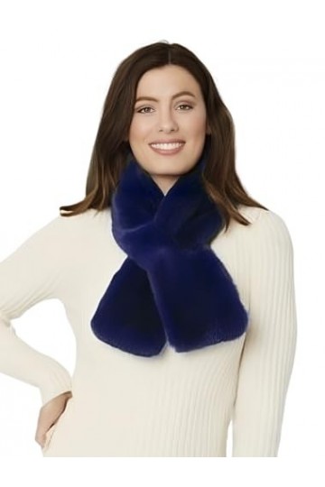 Lina & Lily Écharpe à Col en Fausse Fourrure pour Femme Hiver Bleu Marine 