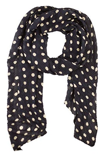 fashionchimp ® Écharpe plissée pour femme Motif à pois, Bleu marine/blanc, taille unique