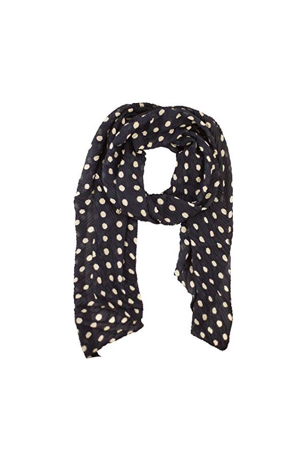 fashionchimp ® Écharpe plissée pour femme Motif à pois, Bleu marine/blanc, taille unique