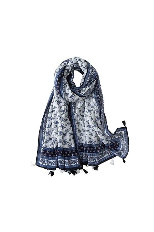 Godom Foulard triangulaire en coton pour femme - Écharpe dhiver moelleuse - Écharpe chaude pour femme - Imprimé tendance - C