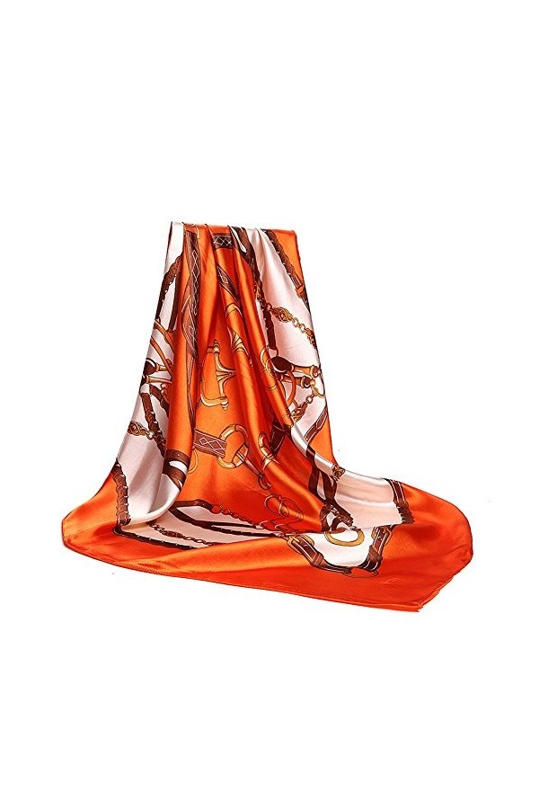 Foulard en soie pour femme - Grand carré Satin 90 cm - rouge - 89 cm