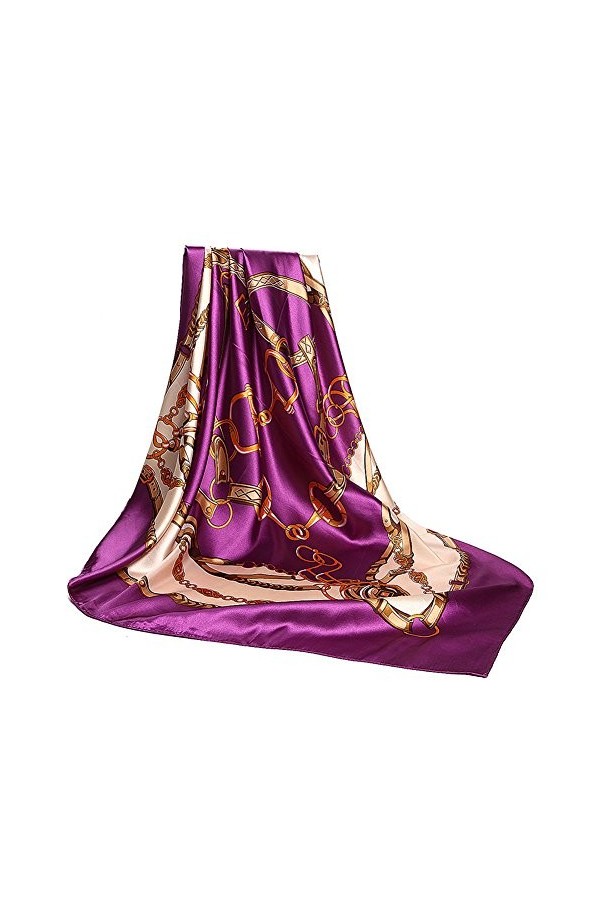 Foulard en soie pour femme - Grand carré Satin 90 cm - rouge - 89 cm