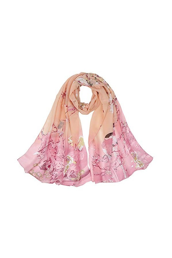 Dancila Écharpe en soie pour femme Imprimé floral Écharpe en mousseline de soie Écharpe tour de cou 155 x châle 50 cm Multico