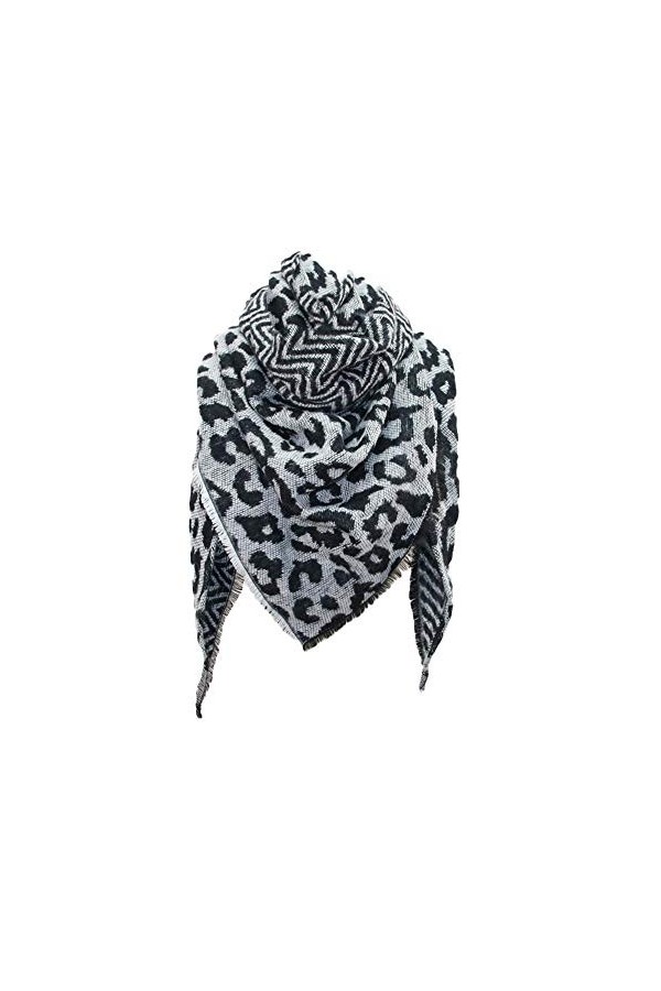 MJGkhiy Écharpe dhiver pour femme douillette et chaude - Motif léopard - Hiver - Automne, Noir 047 , taille unique
