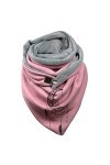 Écharpe Triangle Femme Chaud Automne Hiver Foulard En Coton à Boucle Imprimé Plume Châle à Boutons Multi-usages Mode Vintage 