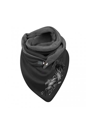 pvucpot Écharpe Femme Hiver Avec Bouton Vintage Foulards ÉLéGant Couleur Unie ÉCharpe Chaud Coton RéTro Automne Hiver Doux Wr