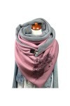 Écharpe Triangle Femme Chaud Automne Hiver Foulard En Coton à Boucle Imprimé Plume Châle à Boutons Multi-usages Mode Vintage 