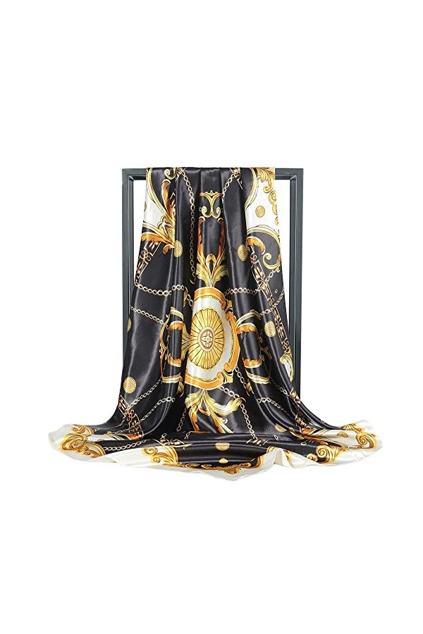 KOOYOL Foulard Carré de Soie Multi-motifs pour Femmes Accessoires Élégants Sentir soie Écharpes