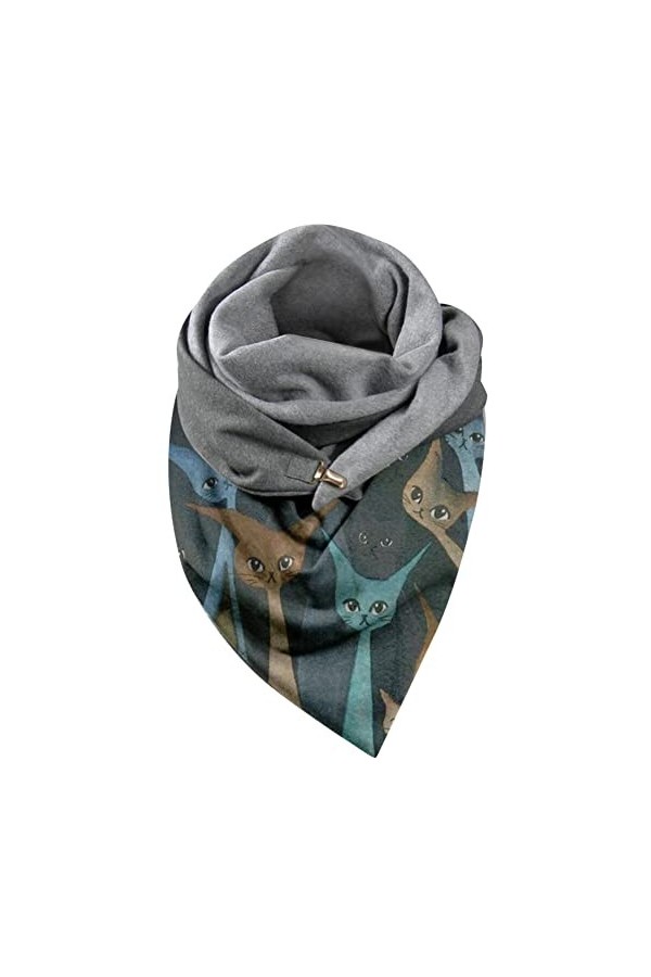 Uposao Femme Écharpe Triangle Mode Foulards Écharpes avec Bouton Rétro Décontractées épaisse en Coton Hiver Chaud Châles, Fou