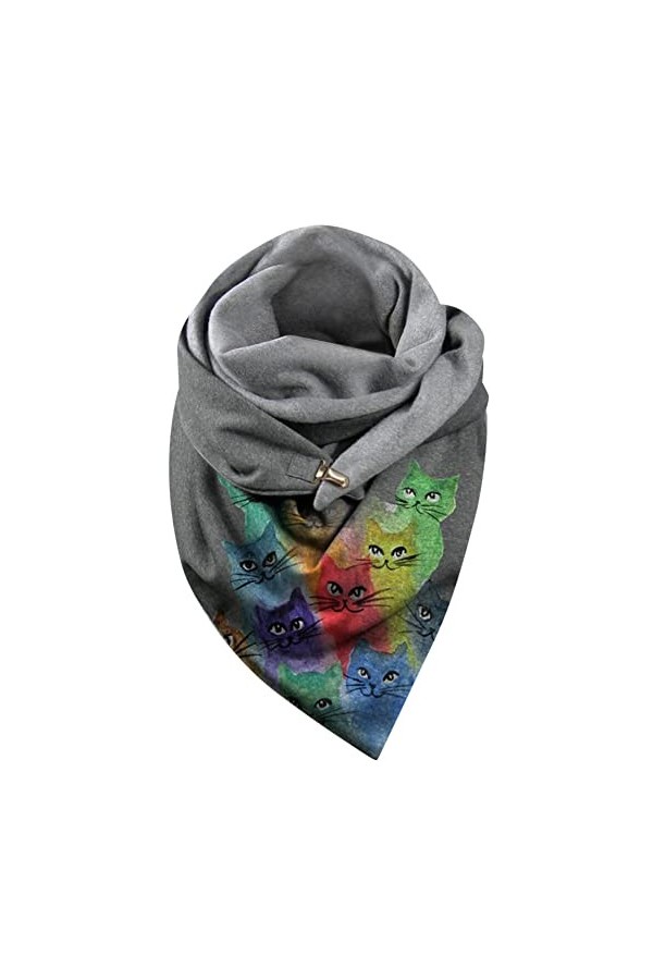 Uposao Femme Écharpe Triangle Mode Foulards Écharpes avec Bouton Rétro Décontractées épaisse en Coton Hiver Chaud Châles, Fou