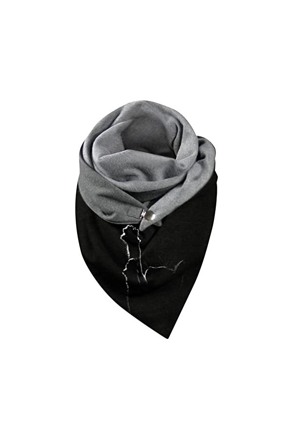 Uposao Femme Écharpe Triangle Mode Foulards Écharpes avec Bouton Rétro Décontractées épaisse en Coton Hiver Chaud Châles, Fou