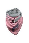 Écharpe Triangle Femme Chaud Automne Hiver Foulard En Coton à Boucle Imprimé Plume Châle à Boutons Multi-usages Mode Vintage 