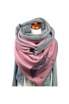 Écharpe Triangle Femme Chaud Automne Hiver Foulard En Coton à Boucle Imprimé Plume Châle à Boutons Multi-usages Mode Vintage