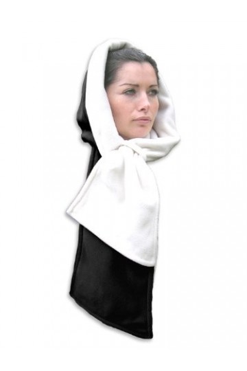 Inther Max Echarpe Capuche Reversible Polaire Noir et Blanc 