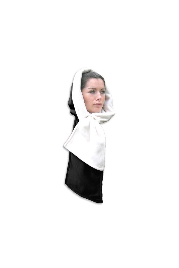 Inther Max Echarpe Capuche Reversible Polaire Noir et Blanc 