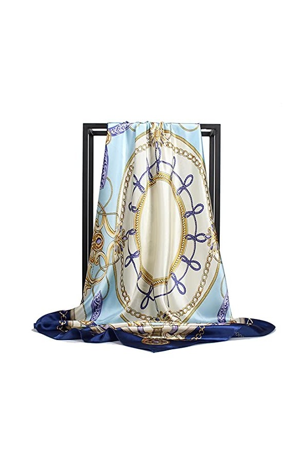 Bllatta Soie Foulards Femme Grand Satin Imprimé Fleurs Foulard Elégant Echarpes Toute La Saison Fichus et foulards de tête