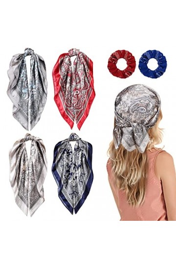 TIANNAIT Lot de 4 écharpes carrées élégantes bandana en polyester, bandana décoratif, motif cachemire pour accessoires quotid