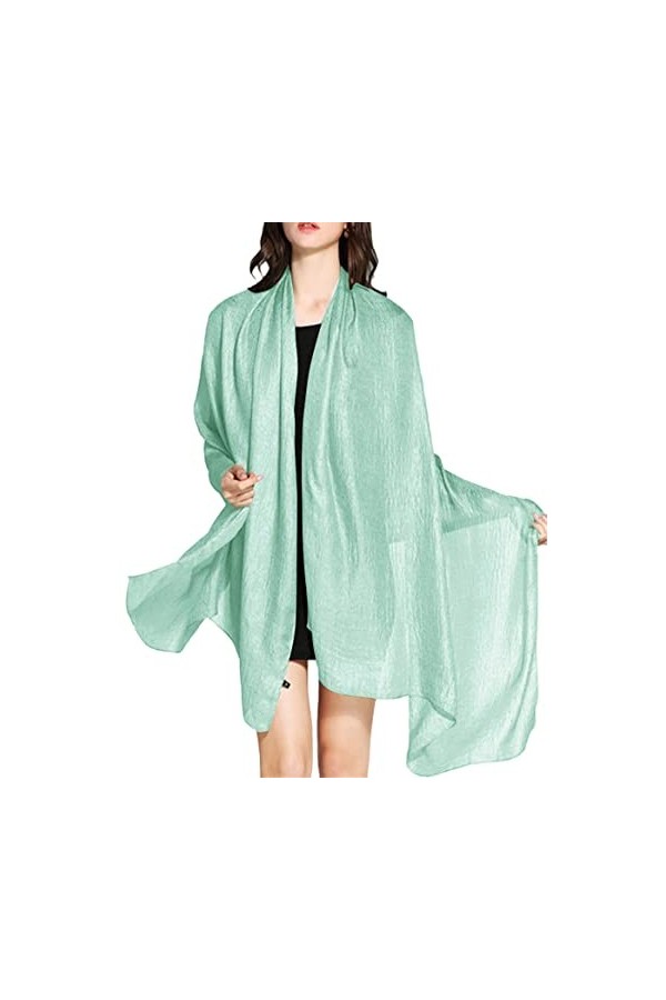 Wedtrend Foulard Châle Echarpe Femme Mariage en Lin Polyester Brillante Cache Bikini Maillot de Bain Plage Cover up, Ivoire, 