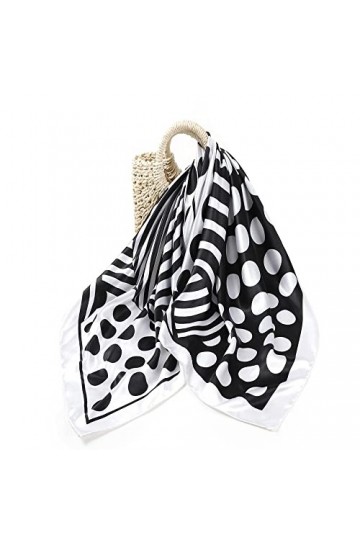 KOOYOL Soie Foulard Femme Noir Echarpe Carré de Soie Sentir soie Écharpes