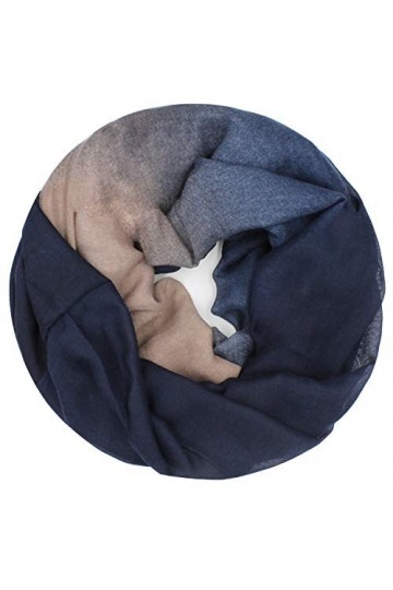 Glamexx24 - 01386 - Écharpe en boucle - Chaude et douce, à rayures, avec dégradé de couleur - Pour femme, Bleu/bleu foncé, ta