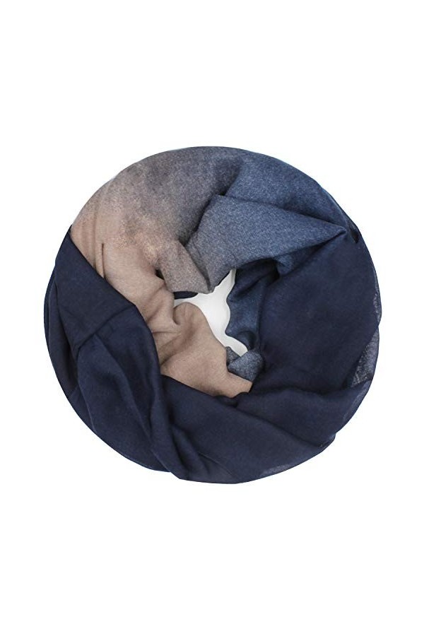 Glamexx24 - 01386 - Écharpe en boucle - Chaude et douce, à rayures, avec dégradé de couleur - Pour femme, Bleu/bleu foncé, ta