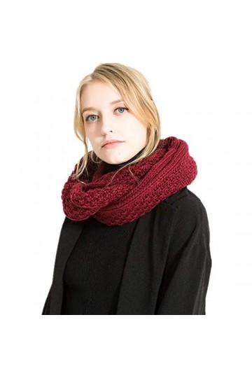 Freesiom Echarpe Femme Hiver Chaude Cachemire Tour de Cou Couleur Uni Cache Cou Mode Simple Elegant Douce Bordeaux 