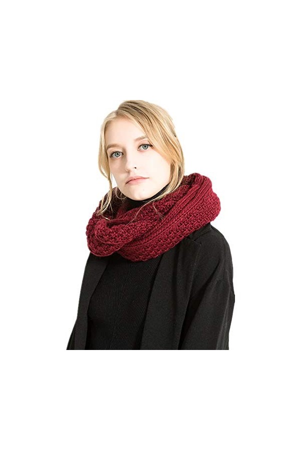Freesiom Echarpe Femme Hiver Chaude Cachemire Tour de Cou Couleur Uni Cache Cou Mode Simple Elegant Douce Bordeaux 