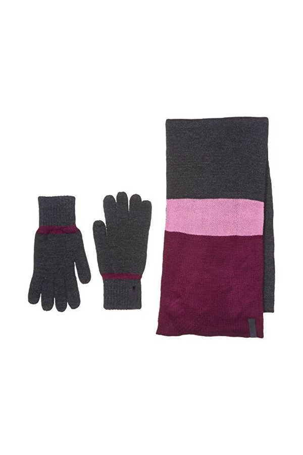 PUMA Gants et écharpe Fundamentals Set L/XL Dark Gray Heather-Lilac Chiffon-Dark Purple